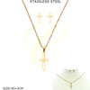 17.7" Adjustable Stainless Steel Open Cross Necklace & Stud Earring Set .75 each set