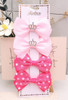 4 Pc Rhinestone Crown & Polka Dot Bow Hair Clip Set .70 each set