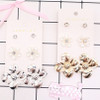 3 Pair Flower Stud Earring Set with Metallic Statement Flowers .70 each set