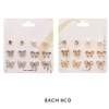 6 Pair Butterfly, Bow & Rhinestone Stud Earring Set .70 each set