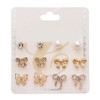 6 Pair Butterfly, Bow & Rhinestone Stud Earring Set .70 each set