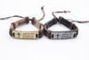 Teen Leather Bracelet Metal "BY WOUNDS WE ARE HEALED" Blk/Brown .70 each