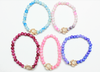 White Turtle w/ Asst Color Marble Bead Stretch Bracelet .70 each