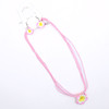 Hawaiian Plumeria Flower Braided Cord Necklace & Earring Set .70 each set