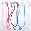 Hawaiian Plumeria Flower Braided Cord Necklace & Earring Set .70 each set