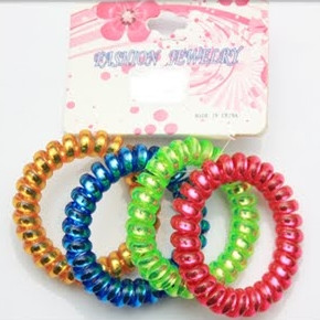 4 PK Solid Bright Color Phone Cord Look Ponytailer/Bracelets .58 eac