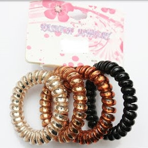 4 PK Solid Natural Color Phone Cord Look Ponytailer/Bracelets .58 eac