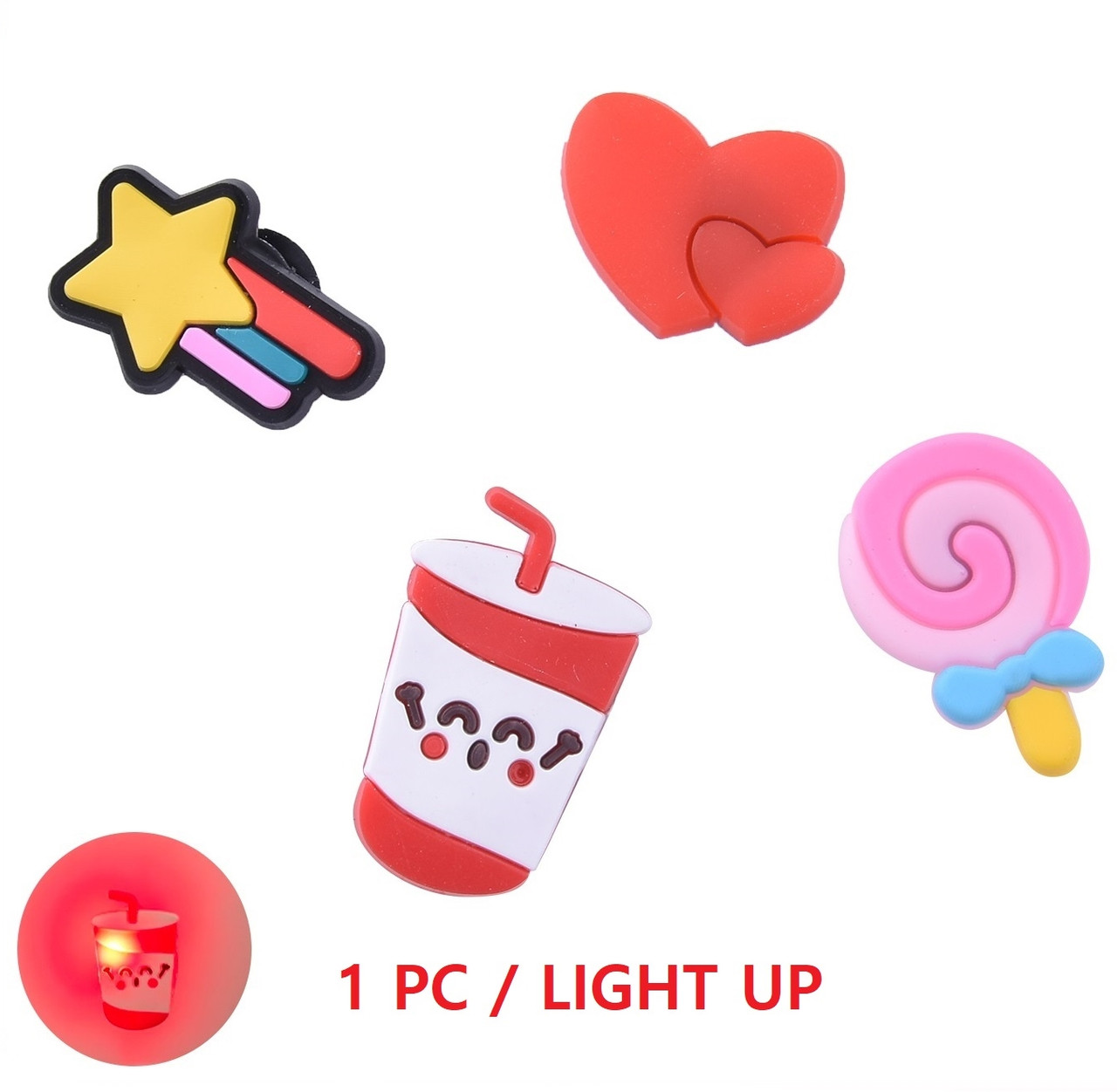4 Pk Set of Light Up Shoe Charms Mixed Style (039) .62 per set