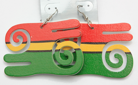 2.75"  Rasta Color  Wood Symbol Earrings  .58 per pair 
