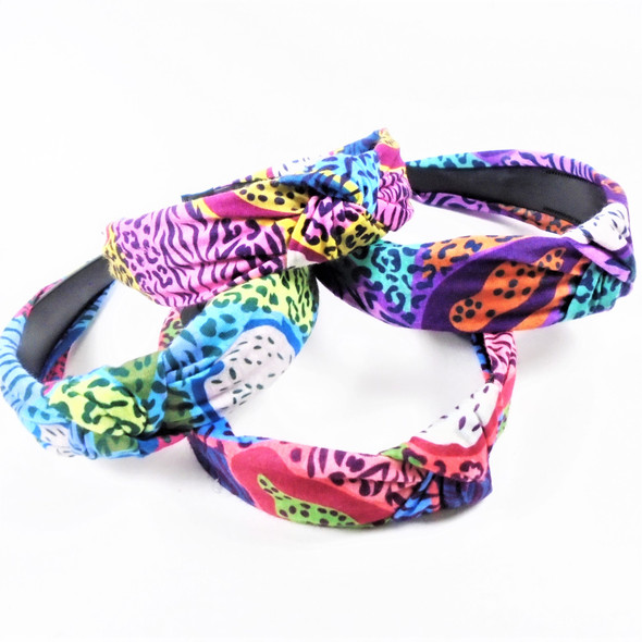 1.5" Wide Soft Fabric Leopard Print Fashion Headbands w\ Knot  .56 ea
