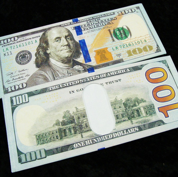 $100 Bill Bi Fold Novelty Wallet 12 per pk .62 ea