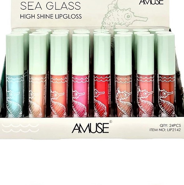 4" Sea Glass High Shine Lip Gloss Asst Colors 24 per display bx  .99 each 