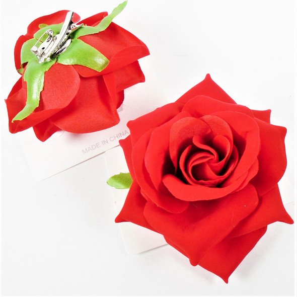3" Multi Use Flower w/ Clip All Red  Like Roses 12 per bx .65 each 