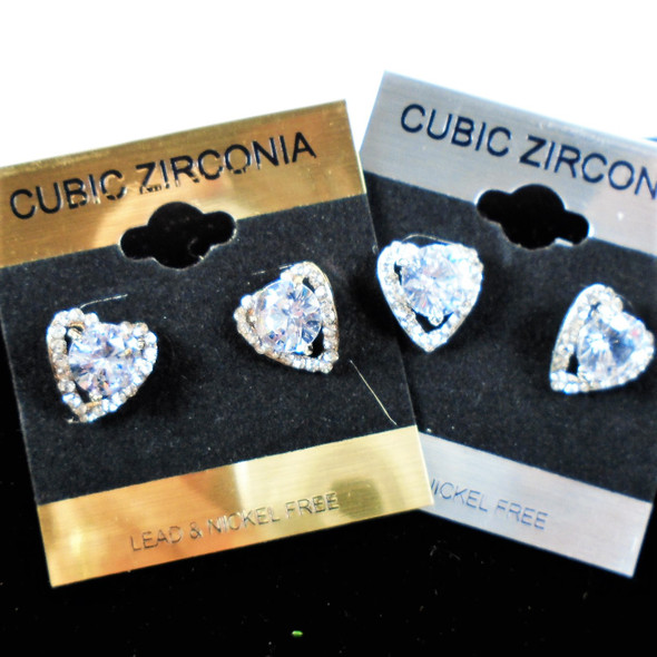 Gold & Silver Heart Shaped Brilliant Cubic Earrings  .60 per pair 