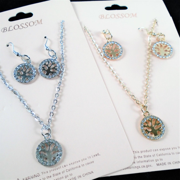 Gold & Silver Chain Neck Set w/ Crystal Stone Tree of Life .60 per set 