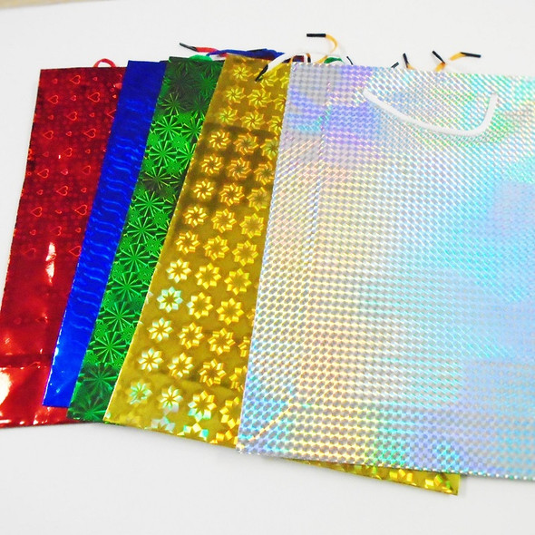  Hologram Gift Bags Large Size Asst Colors 10.5" X 13.5" .52 each