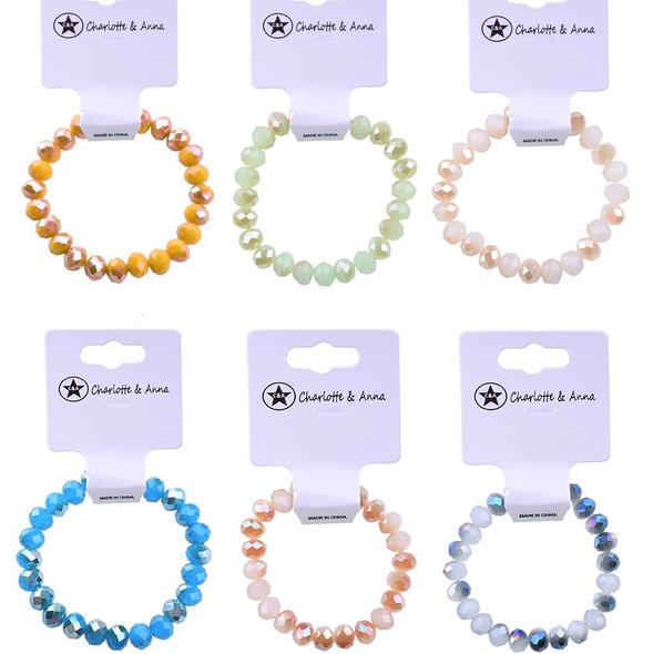 10MM Gradient Color Big Crystal Bead Stretch Bracelets Mx Colors  .62 ea