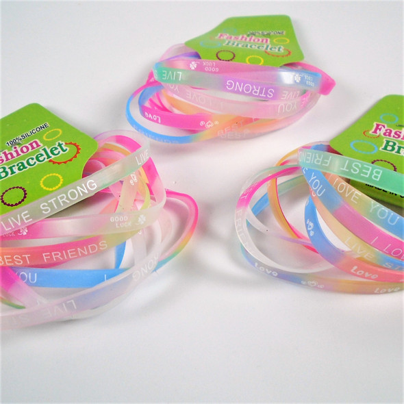 10 Pack Multi Color Silicone Best Friend Bracelet Packs  .60 per set 