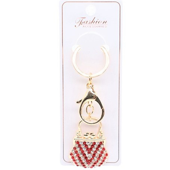 Gold & Silver Crystal Stone Handbag Keychain w/ Clip  .62 ea