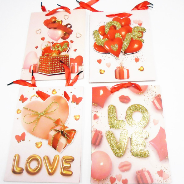  High Quality 3D- 7" X 9" LOVE Theme Gift Bags (276)    .58 ea