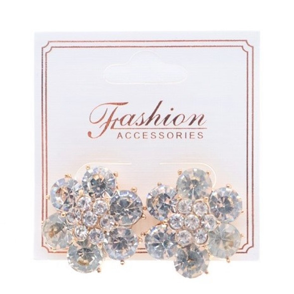 Elegant Rd. Cast Gold Flower Crystal Stone Fashion Earrings  .60 ea pair
