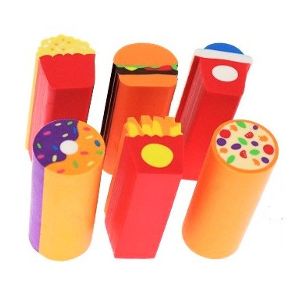 Best Quality 2" Fast Food Erasers Mixed Comes 6-6 pks per display bx 
