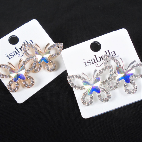  Brilliant 1.5" Gold & Silver Butterfly Earrings  .60 per pair