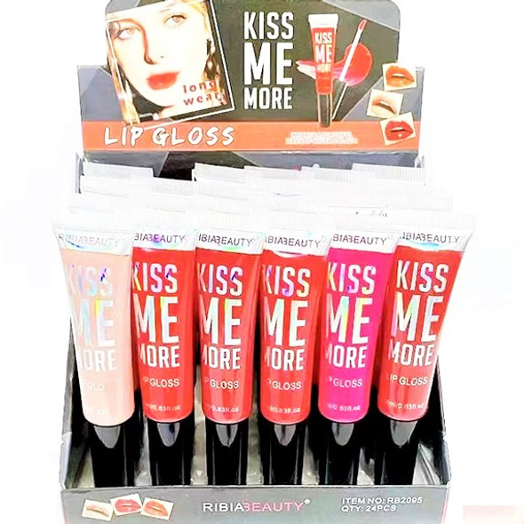 4" Kiss ME More Tube Style Lip Gloss 24 per display bx  .62 ea