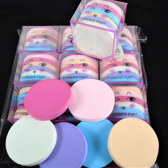 BONUS 6 Pack  2" Round Cosmetic Make Up Puffs    . 56  ea set 