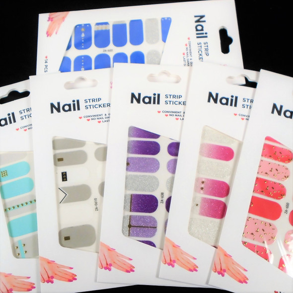 14 Pc Fashion Nail Stickers 6 styles Asst (0088)  .55 each set