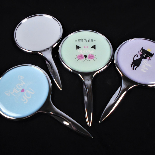 5.5" Cute Cat Theme Handle Mirrors Mixed Styles per display bx   .95 each