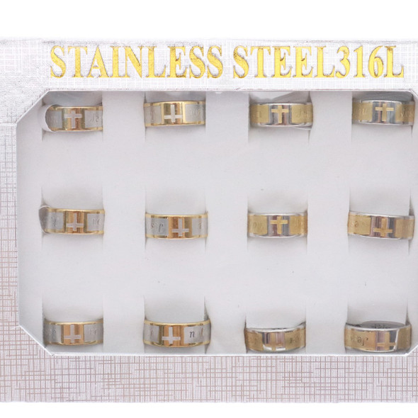  Super Hi- Polish Stainless Steel JESUS Loves You  Band Rings  12 per bx  .62 ea