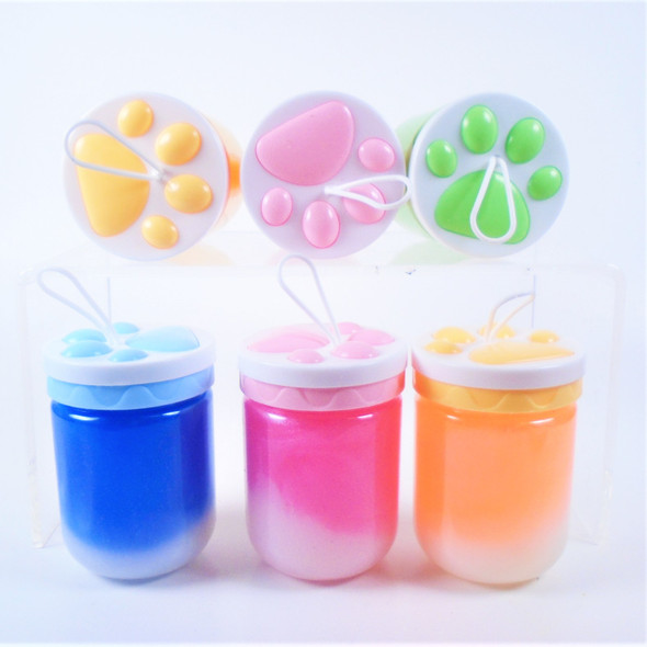 3" Colorful 2 Tone Slime w/ Paw Print Container  12 per display bx  .65 ea
