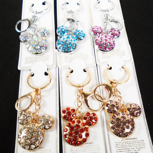 Cast Gold & Silver Crystal Stone Key Chains  (352)   .62 ea