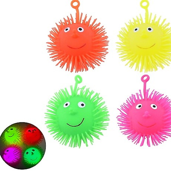 4" Light Up Happy Face Puffer Ball w/ YoYo  12 per display bx  .65 ea