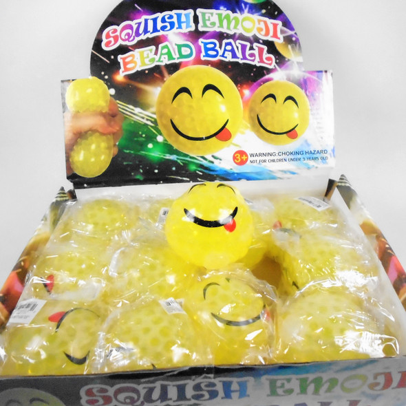 2.5" Happy Face Squish Beaded Balls  12 per display bx .65 eac