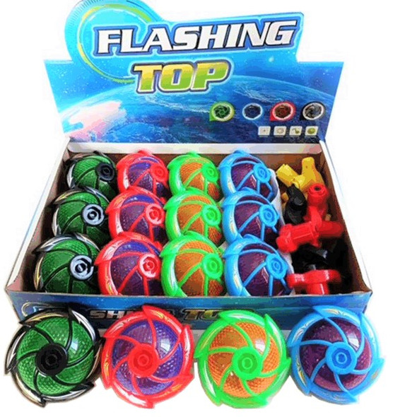 4" UFO Theme Spin Flashing Tops w/ Sound 4 colors  12 per bx $1.50 ea