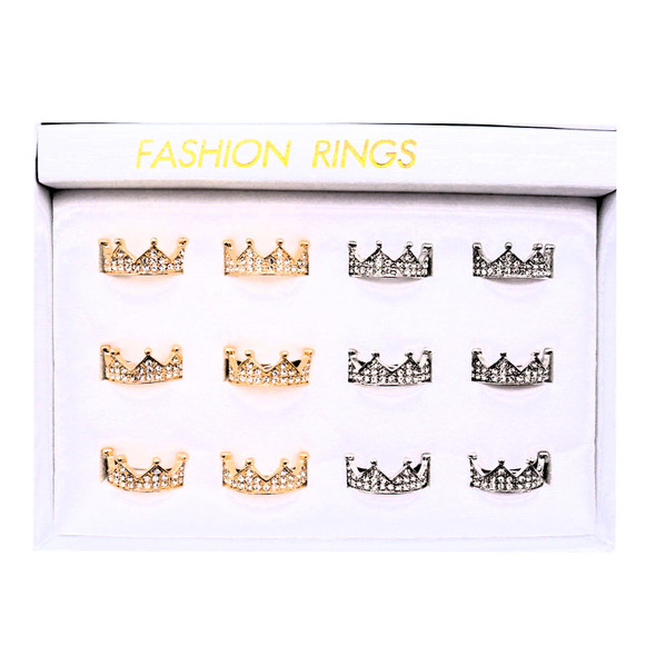 Gold & Silver Crystal Stone Crown  Rings    .60 ea 