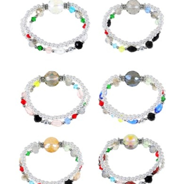 Two Strand Pearl Fashion Bracelets w/ Crystal & Glass Beads   .60 ea