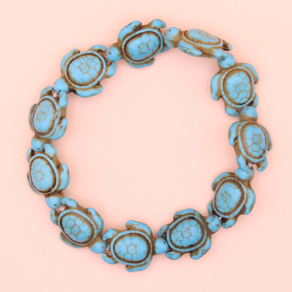 Turquoise Stone Turtle Bead  Stretch Bracelet  .60 each