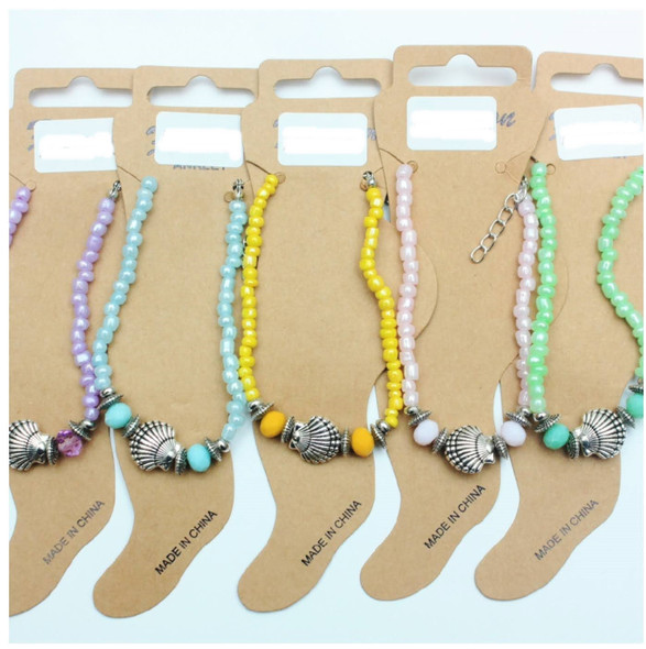 Metal Clam w/Bead Fashion Anklet  .60 each 