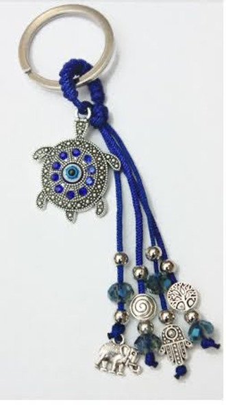 Turtle w/Blue Cord Charms Evil Eye Keychain .60 Each