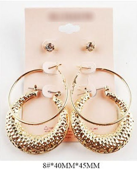 Gold & Silver 3 Pair Mix Styles Earring  .60 Ea