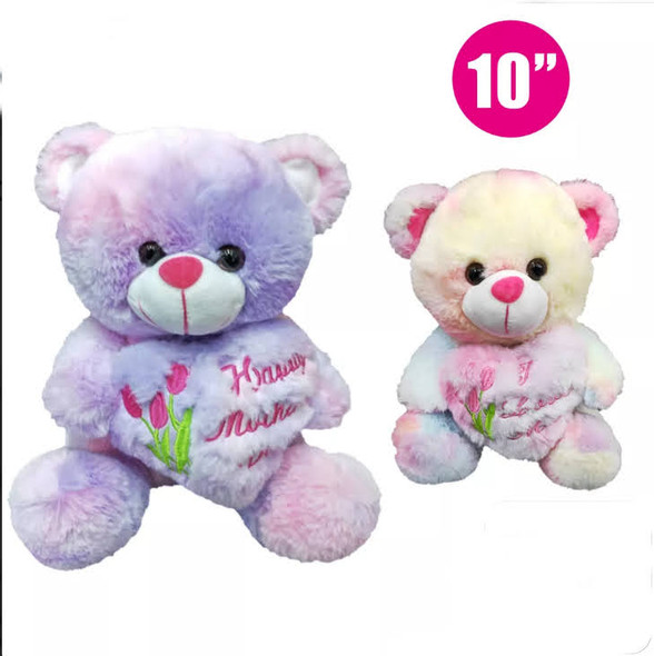 10" Soft Plush Bear "Happy Mother's Day" 6 per pack 2 Colors Mix $5 ea
