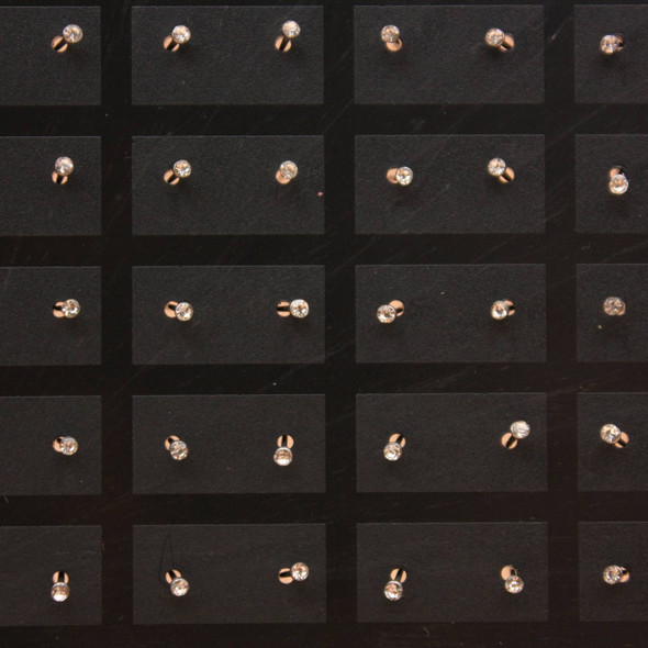 72 PC Display Clear Stone Nose Studs on Stand .10 ea