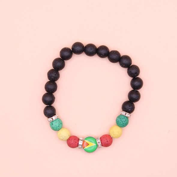 Guyana Theme Stretch Bracelets w/ Lava Rock Beads  .60 ea