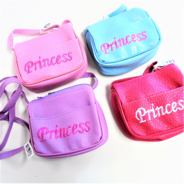 Embroidered Princess Side Purse w/ Long Strap Asst Color .75  each