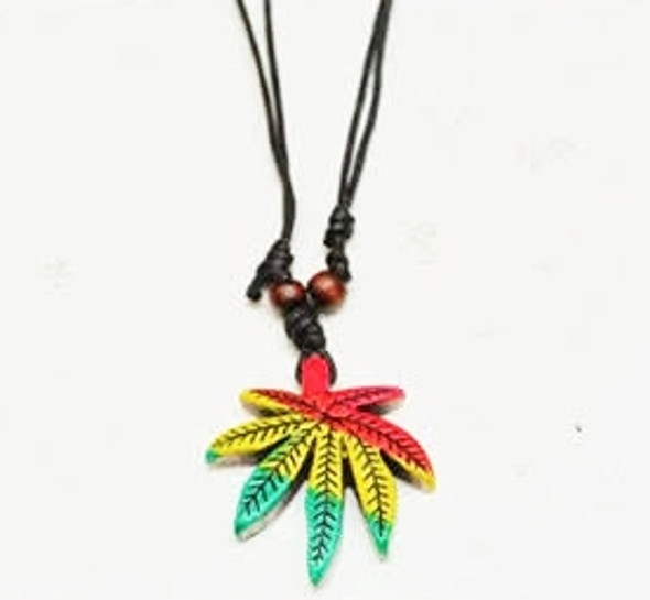 18" DBL Leather Cord Necklace w/ Leaf Pendant  .60 each 