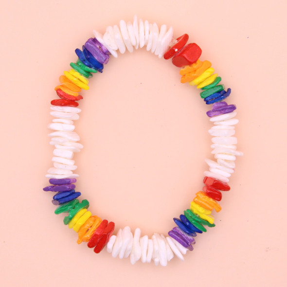 8" Puka Shell Bracelet White w/ Rainbow Colors 12 per pk  $1.10 ea