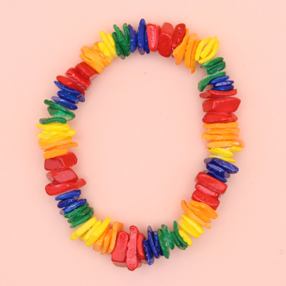 8" Puka Shell Bracelet Rainbow Colors 12 per pk  $1.10 ea